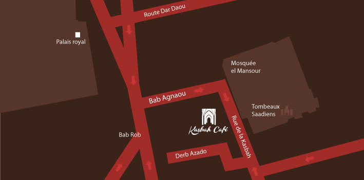 kasbah cafe, Marrakech map